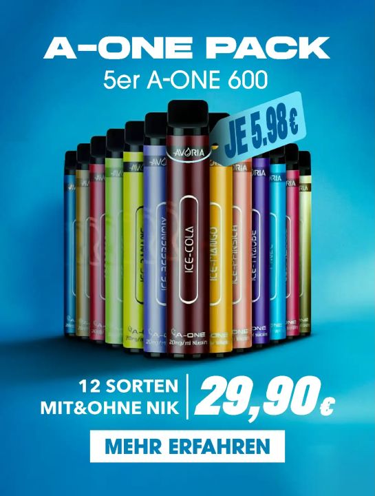 A-ONE 600 - Einweg E-Zigaretten Bundle 5er Sparpack
